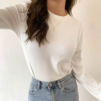 Double-sided Dralon Bottoming Shirt Women's Underwear Crew Neck Long-sleeved T-shirt