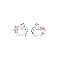 New Girly Girl Sweet White Rabbit Girlish Heart Ear Studs