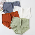 Women's High-waisted Panties Honeycomb Antibacterial Crotch Underwear Women's Cotton