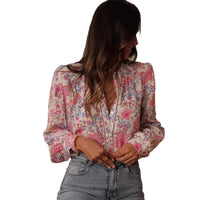 V-neck Single Breasted Shirt For Women