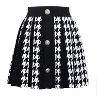 Knitted Houndstooth Little Short Dress