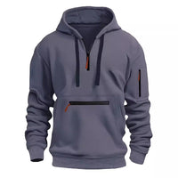 Waterproof Zipper Multi-pocket Hoodie Men's Sport Casual Sweatshirt