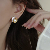 French Enamel Pearl Earrings  Light Luxury, Exquisite & Minimalist Niche Design Stud Earrings