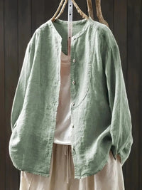 Retro Artistic Loose-fit Stand-collar Single-breasted Cardigan Shirt Relaxed Fit