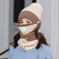 New Women's Fleece Thickened Warm Knitted Wool Hat