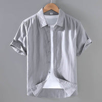 Men's Linen Short-sleeved Shirt Casual Loose