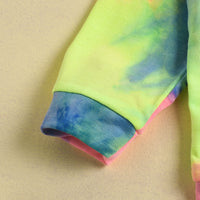 Rainbow Tie Dye Sweater  Cut Hole Jeans Set