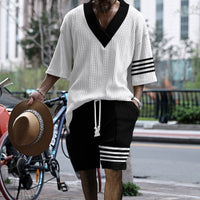 Men's Casual V-Neck Fashionable Printed Set