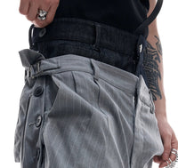 Denim Stitching Design Sense Fake Two Pieces Suit