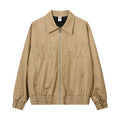 Letter Embroidery Pu Leather Coat Men