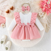 Spring And Autumn Baby Long-sleeved Corduroy Suspender Dress