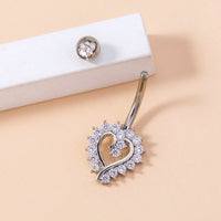 New Product Simple Micro-inlaid Heart-shaped Belly Button Nail Zircon