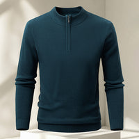 Men's Half-zip Knit Sweater Pullover Solid Color