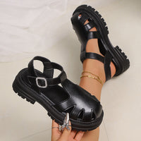 Sandals Summer New Style Back Empty Buckle Front Toe Cap Hollowed Women's Shoes