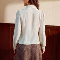 Elegant Contrast-Color Defined-Waist Shirt For Women