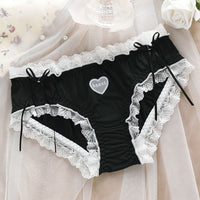 Soft Ice Silk Underwear Women's Double-layer Antibacterial Lace Lace Briefs