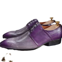 Men's Gradient Purple Lace-Up Low Heel Shoes