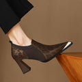 British Leopard Print Metal Head High Heels Women's Thick Heels New Spring And Autumn Season