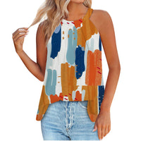 Summer New F Retro Creative Chic Floral 3D Printed Women's Casual Sleeveless Crew Neck Tank Top