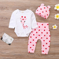 Children's Giraffe Polka Dot Printed Long Sleeve Suit