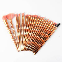 20 fiber eye group suit multicolor eye shadow set brush plating plastic handle beauty tools