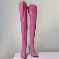 Womens Fashionable Over-the-knee Plus-size Metal-heel Boots