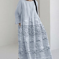 Womens 3D-printed Fashion Plus-size Loose Casual Long-sleeve Dress
