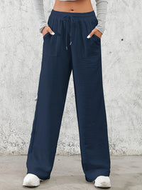 Sloppy-chic Ice-silk Draped Wide-leg Trousers