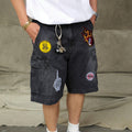 Vintage Worn Looking Washed-out Embroidered Cargo Shorts