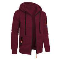 Men's Sports Fitness Casual Jacquard Sweater Hooded Coat