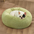 Indoor Solid Color Non-slip Round Fluffy Plush Pet Bed