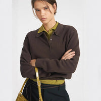 Vintage Casual All-matching Polo Lapel High Quality Knitted Sweater