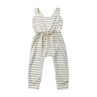 Pure cotton stripe jumpsuit
