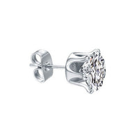 Stainless Steel Crown Six-Prong Round Zircon Stud Earrings
