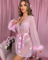 Lightweight Mesh See-through Wool Stitching Nightdress