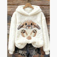 Womens Digital-Print Hoodie In Solid Color Simple Design