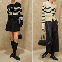 Autumn New Retro Gold Buckle Sweater French Waist Trimming Coat