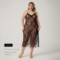 Plus-size Camisole Pajamas For Women Summer Satin Sexy Lace Maxi Nightgown And Loungewear