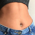 Heart-shaped Zircon Butterfly Navel Stud