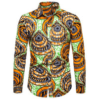 Men's Long-sleeved Shirt Ethnic Print Slim Fit