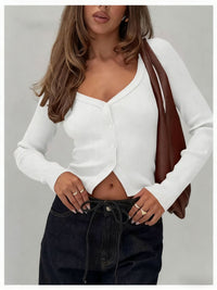 Women's European And American-style Long-sleeved Slim-fit Cropped Knit Top