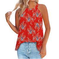 Summer New F Retro Creative Chic Floral 3D Printed Women's Casual Sleeveless Crew Neck Tank Top