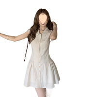 Figure-flattering Skirt Dress For Women Sleeveless Summer Shirt Dress