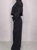Denim Bandeau Zipper Jumpsuit & Jacket Set