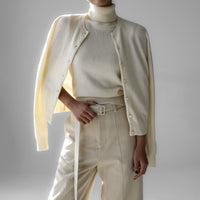 Womens Turtleneck Sleeveless Base Layer Top Sweater Cardigan Set