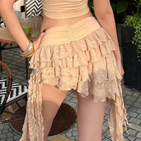 Vacation Style Three-dimensional Flower Lace Strap Skirt
