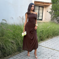 Elegant And Casual Off-shoulder Waist-cinching Dress