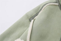 Lamb Wool Stand-up Collar Cotton-padded Clothes Stitching Fur Coat