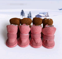 Dog Shoes Pet Shoes Lambskin Snow Shoes Cotton Shoes Khaki