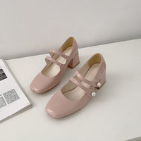 Thick Heeled Square Toe Evening Breeze Gentle French Women's Shoes